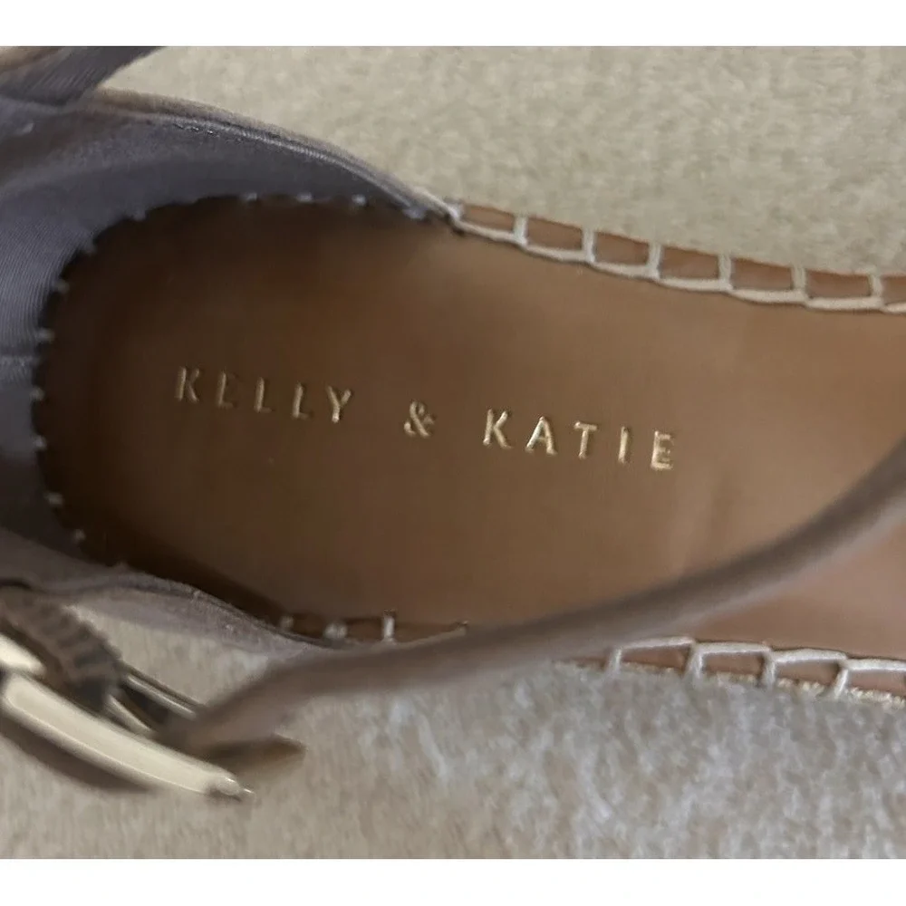 Kelly & Katie Size 9M Espadrille Taupe Wedge Fedrick Microsuede Sandals-JKL-1-A